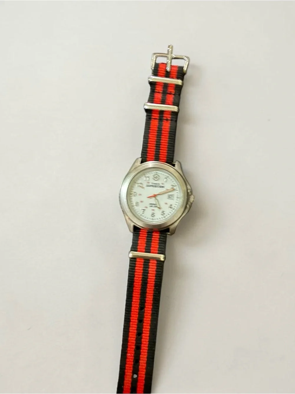 Timex Expedition White Dial Watch with Red and Black NATO Strap WR50M